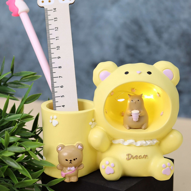 Ночник - подставка для канцелярских принадлежностей "Dream bear", yellow