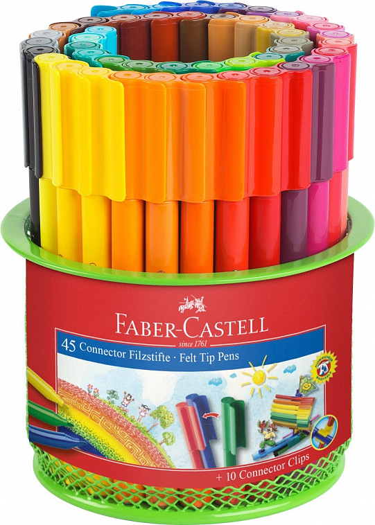 Набор фломастеров Faber-castell "Connector" 45 цв + 10 клипс