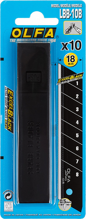 Лезвия OLFA сегментированные BLACK MAX 10 шт 18х100х0,5 мм