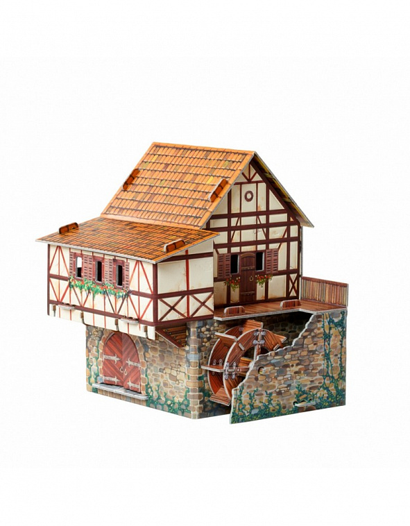 Игровой набор из картона Средневековый город "Водяная мельница"