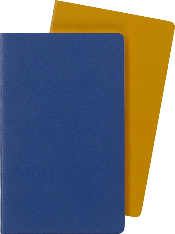 Записная книжка в линейку Moleskine "Voland" 2 шт Large 13х21 см 96 стр., обложка мягкая синий/желты 606x758