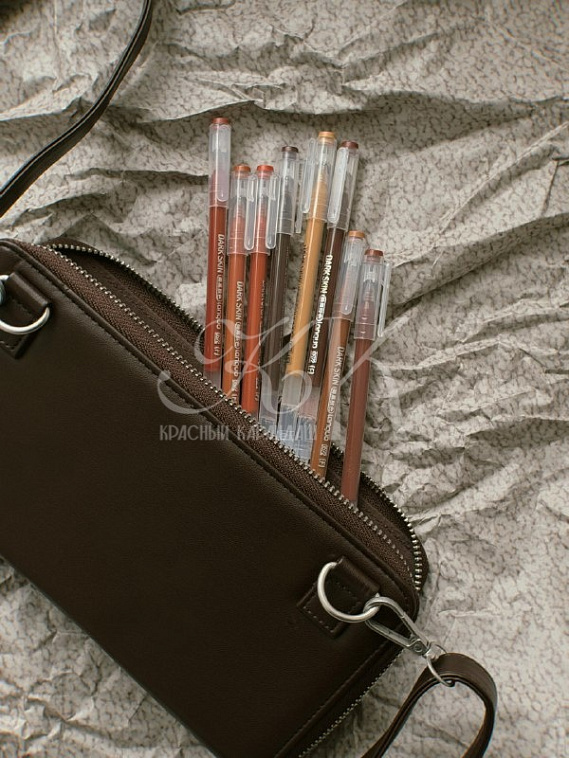 Набор ручек гелевых Languo, 0,6 мм, 9 цветов, телесные темные цвета 606x758