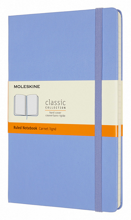 Записная книжка в линейку Moleskine "Classic" Large, 130х210 мм 240 стр, обложка голубая гортензия