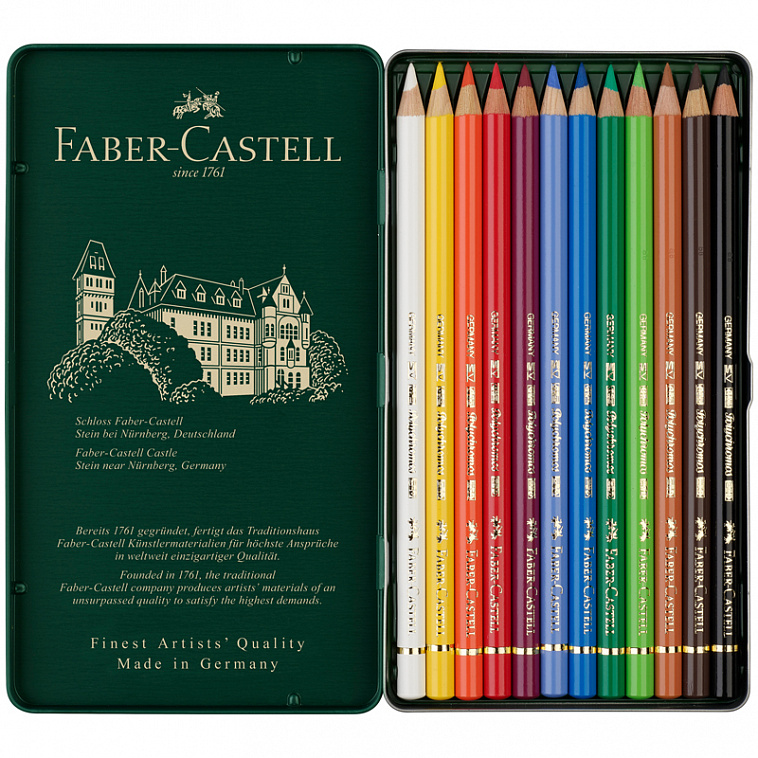 Набор карандашей цветных Faber-castell "Polychromos" 12 шт проф-ные в металле  