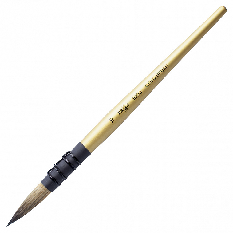 Кисть синтетика №10 круглая, французское крепление Гамма "GOLD BRUSH" короткая ручка 606x758
