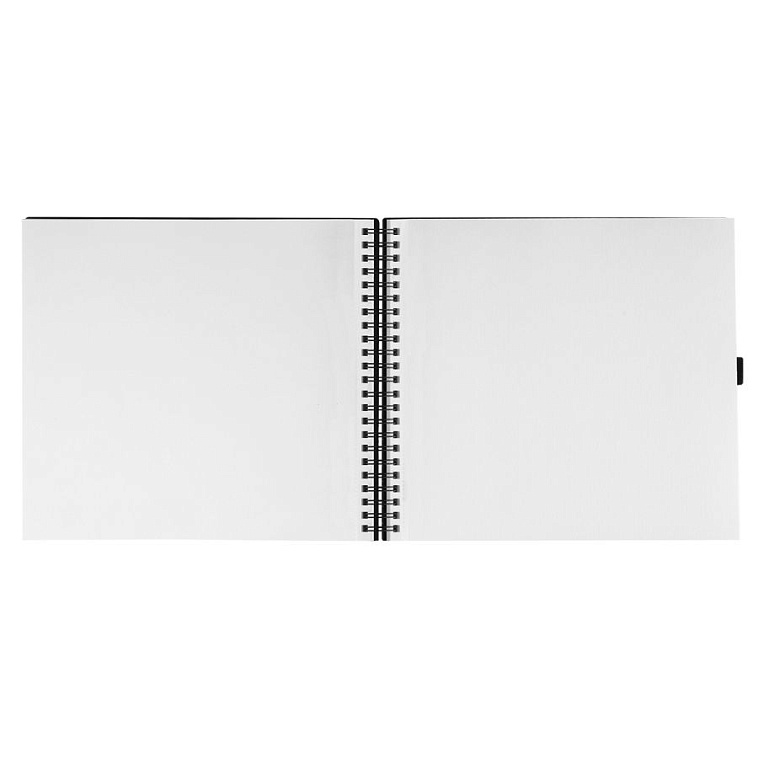 Скетчбук на спирали Гамма "Студия" 30х30 см 100 л 110 г, черный, твердая обложка, на резинке, бела 606x758