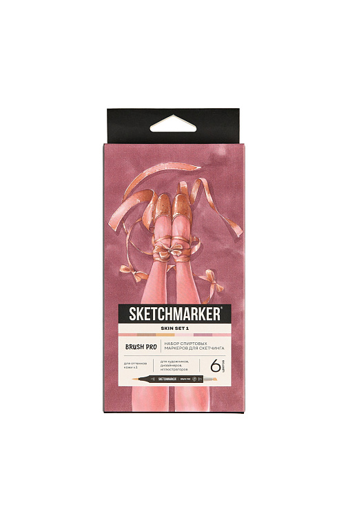 Набор маркеров Sketchmarker "Brush Pro Skin Set v.1 6 цв. в картонной упаковке 606x758