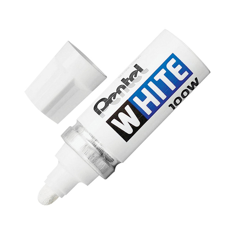 Маркер перманентный Pentel White, короткий корпус, 6,5 мм, пулевидный, промышленный, белый 606x758