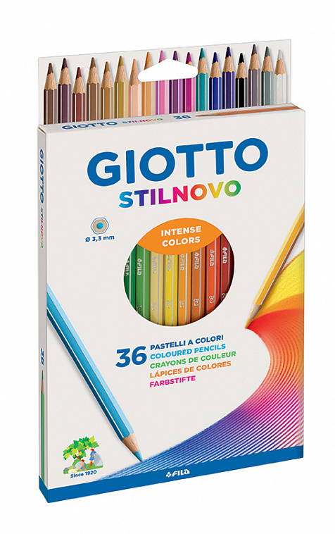 Набор карандашей цветных гексогональных Fila Giotto "Stilnovo Ast" 36 цв, в картонной коробке 