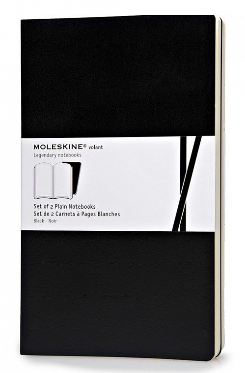 Записная книжка в линейку Moleskine "Volant" Large 2 шт, 130х210 мм 96 стр, обложка черная