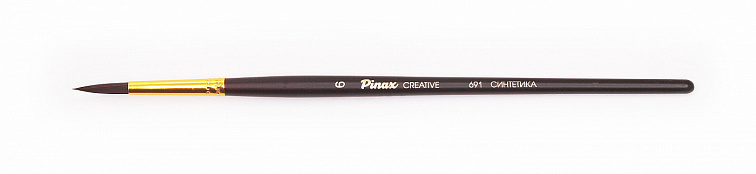 Кисть синтетика №6 круглая Pinax "Creative 691" жесткая, короткая ручка  606x758
