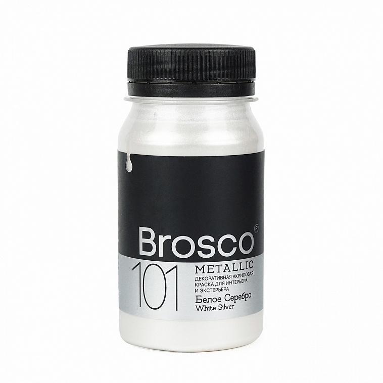 Краска декоративная Brosco 100 мл Белое Серебро 606x758