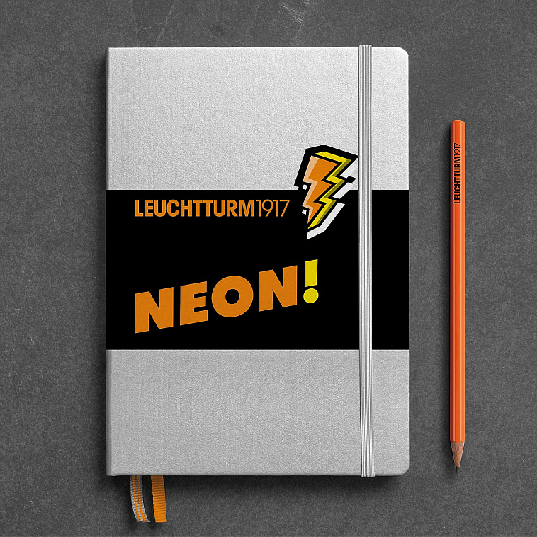 Книга для записей в точку Leuchtturm1917 "Neon!" А5, серебро/оранжевый