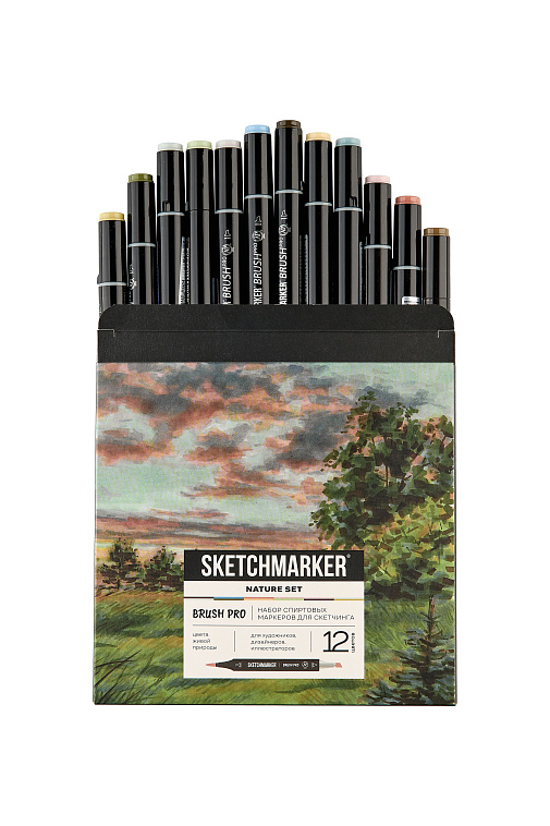 Набор маркеров Sketchmarker "Brush Pro Nature Set" 12 цветов в картонной упаковке 606x758