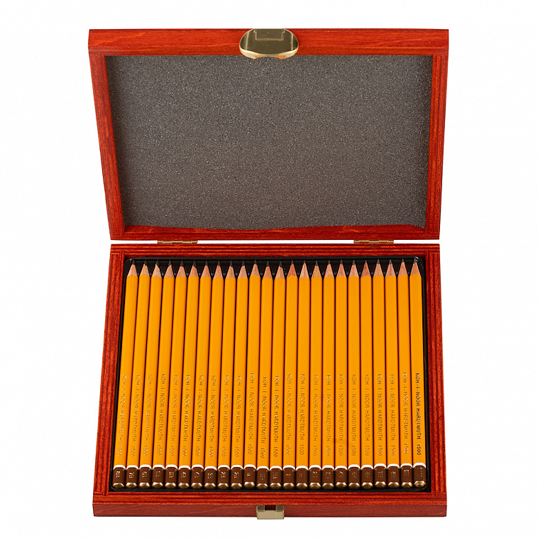 Набор карандашей чернографитных Koh-I-Noor "Art" 24 шт (8В-2Н), деревянный ящик