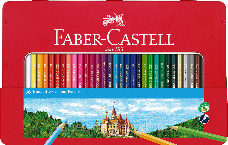 Цветные карандаши Замок, в мет. коробке, 36 шт.