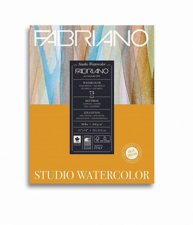 Альбом для акварели на спирали Fabriano "Watercolour Studio" Сатин 28x35,6 см 75 л 200 г