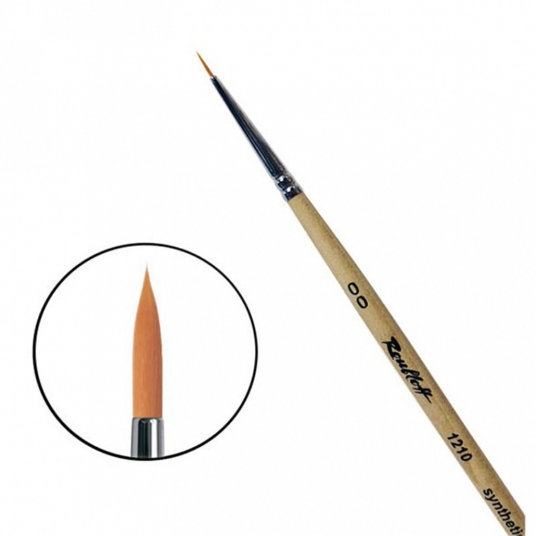 Кисть синтетика №00 круглая Roubloff "1210" короткая ручка п/лак 606x758
