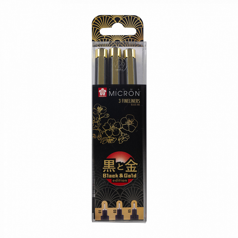 Набор линеров Sakura "Pigma Micron Gold Limited Edition" 3 шт (01-03-05) черный 