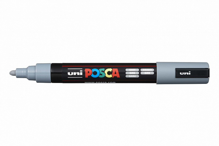 Маркер UNI "POSCA" PC-5M, 1,8-2,5 мм, наконечник пулевидный, цвет серый 606x758