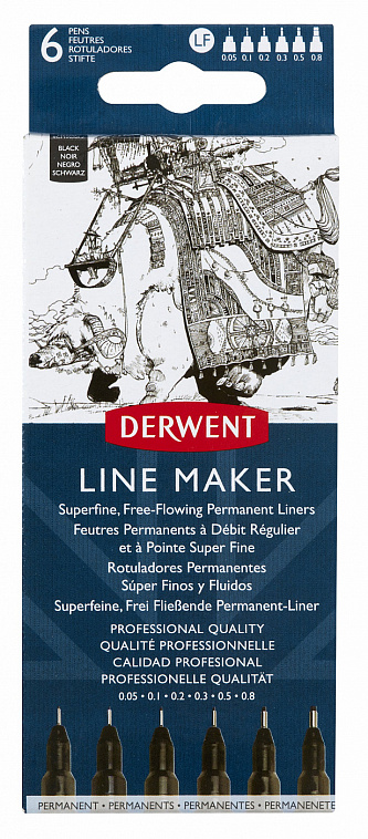 Набор капиллярных ручек Derwent "Graphik Line Marker" 6 шт