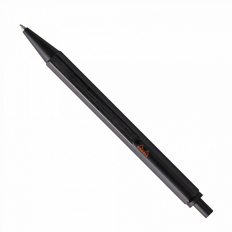 Ручка шариковая автоматическая Rhodia "scRipt" 0,7 мм, черная, корпус алюминиевый черный