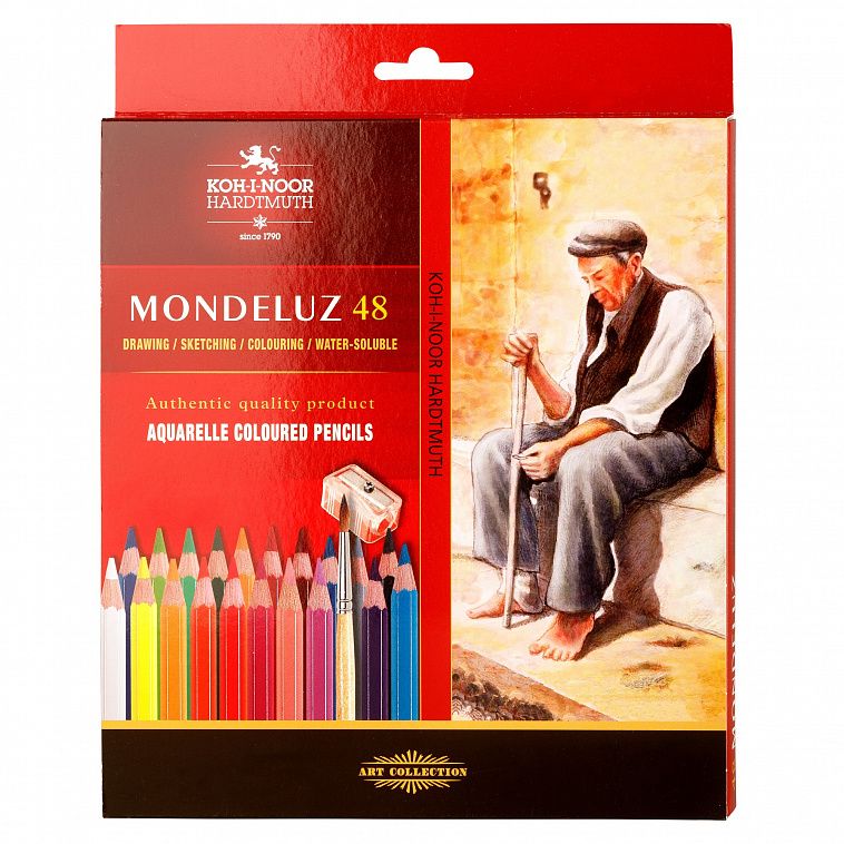 Набор карандашей акварельных Koh-I-Noor "MONDELUZ OLD MAN"  48 цветов, с кистью и точилкой, картон.у