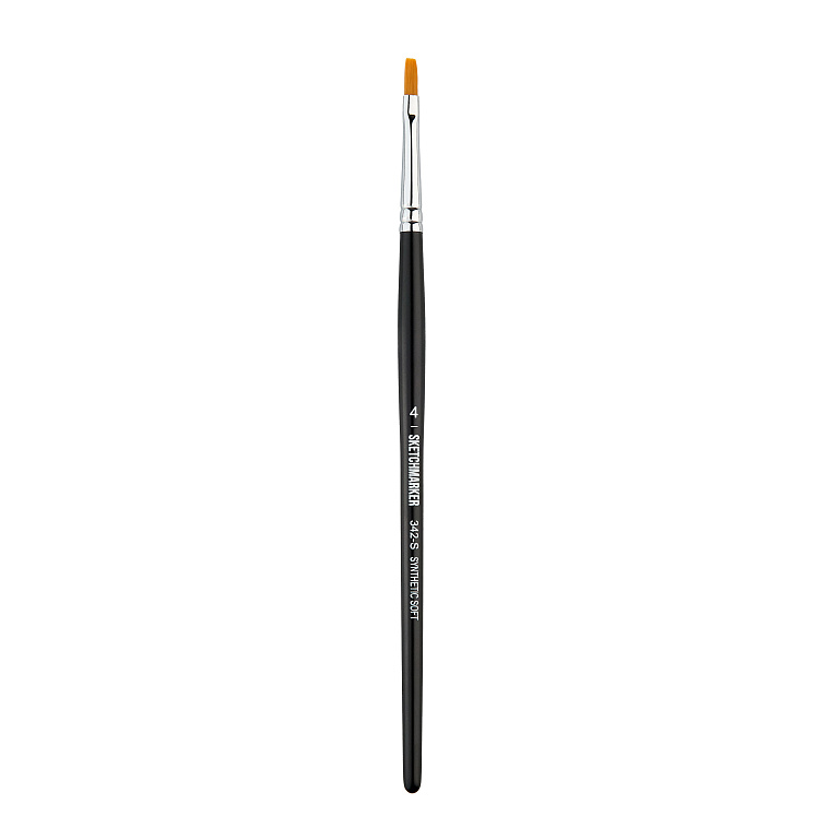 Кисть синтетика мягкая №4 плоская Sketchmarker "342" ручка короткая 606x758