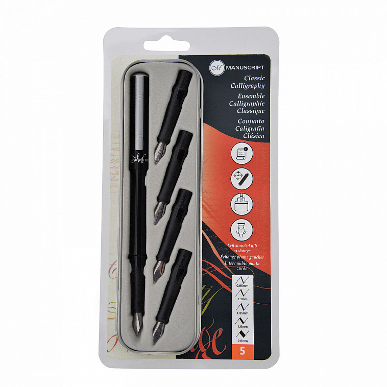 Набор для каллиграфии Manuscript "Master Classic 5" с ручкой в пенале блистер