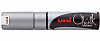 Маркер меловой Uni PWE-8K, 8 мм, клиновидный, серебряный