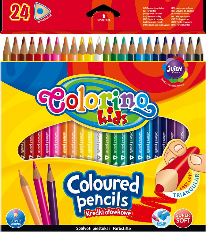 Набор карандашей цветных Colorino трехгранные 24 цвета