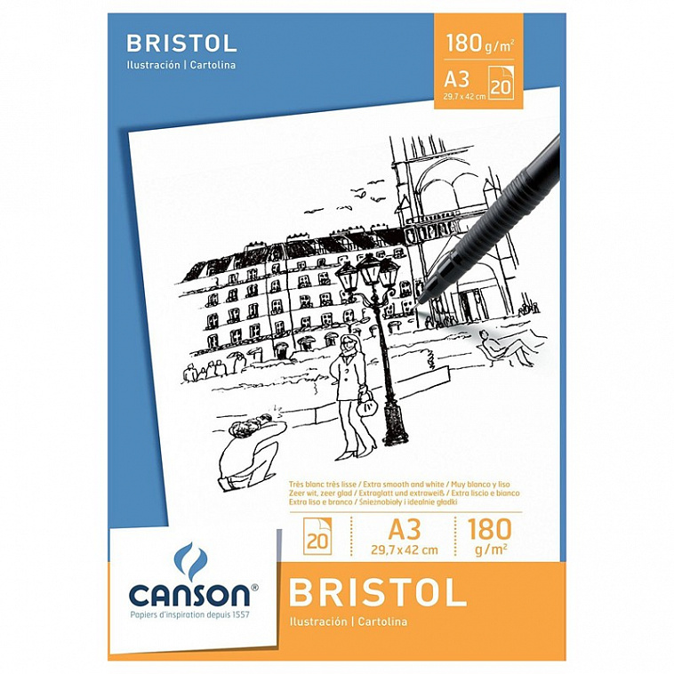 Альбом-склейка для графики Canson "Bristol" 29,7х42 см 20 л 180 г