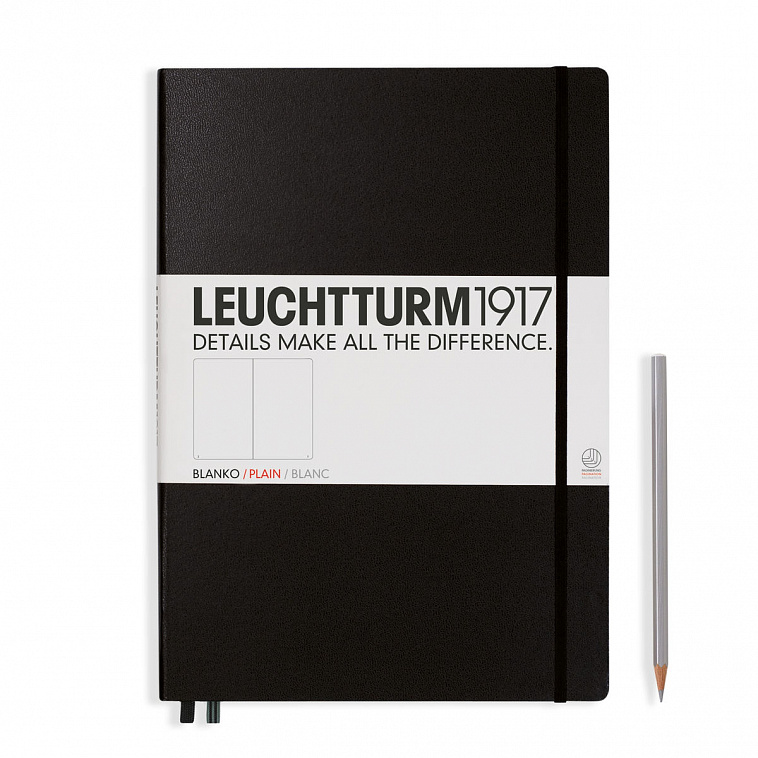 Записная книжка нелинованная Leuchtturm Master A4+ 235 стр., твердая обложка черная