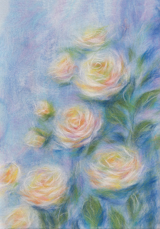 ♦Набор для валяния Woolla картина из шерсти "Очарование роз"