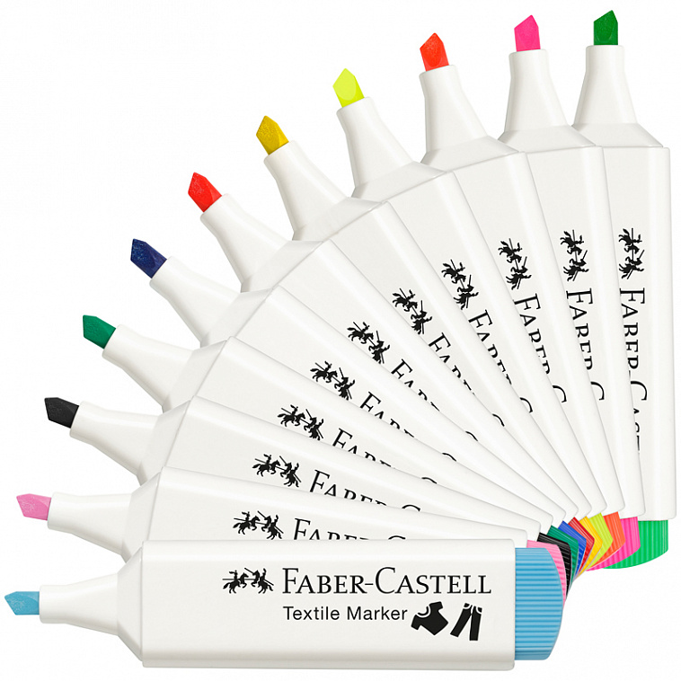 Маркер перманентный для ткани Faber-Castell "Textile Neon" 1-5 мм, разные цвета