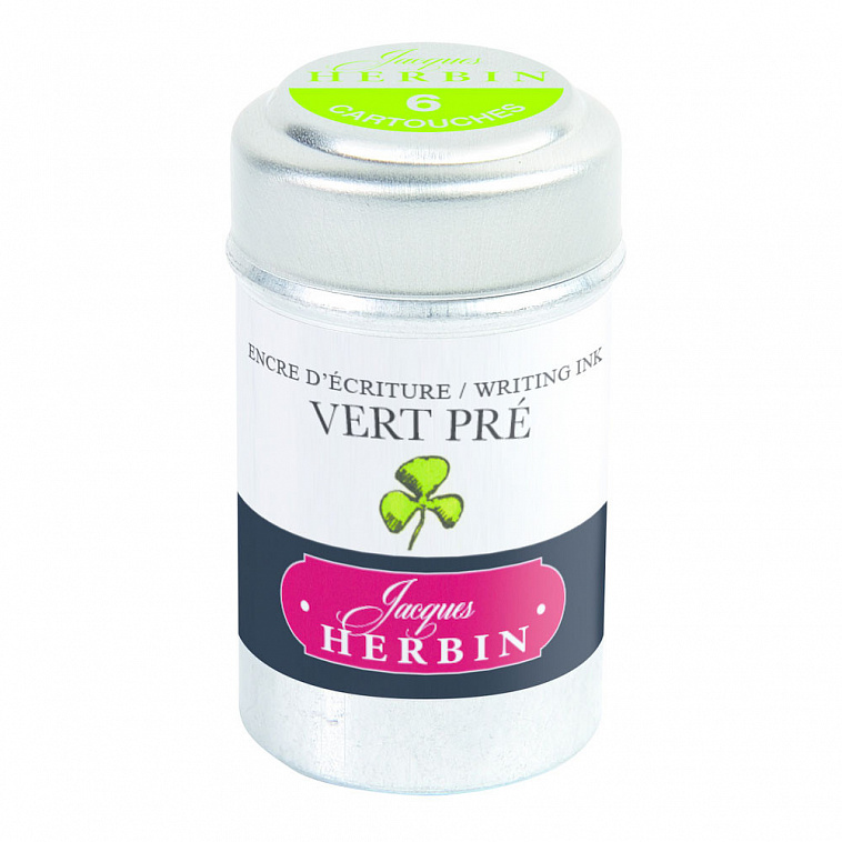 Набор картриджей для перьевой ручки Herbin, Vert pré Салатовый, 6 шт 606x758