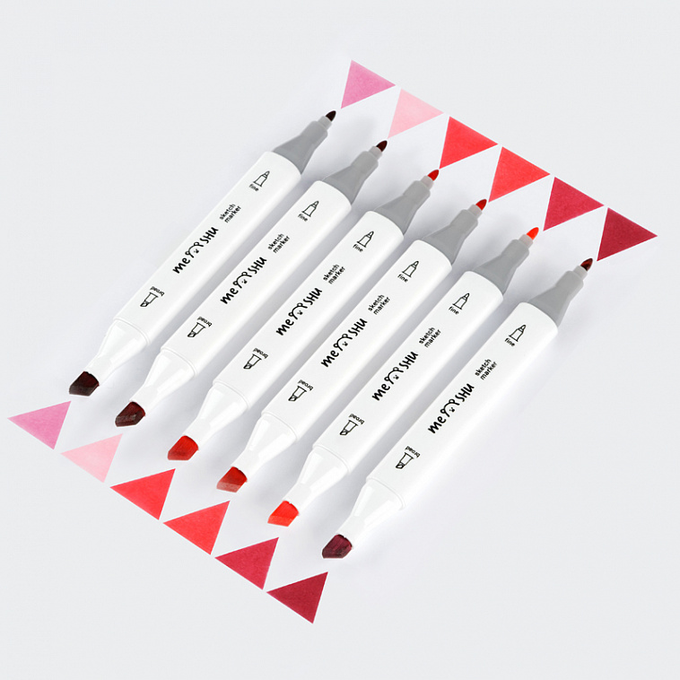 Набор маркеров для скетчинга MESHU 6 цв, розовые цвета