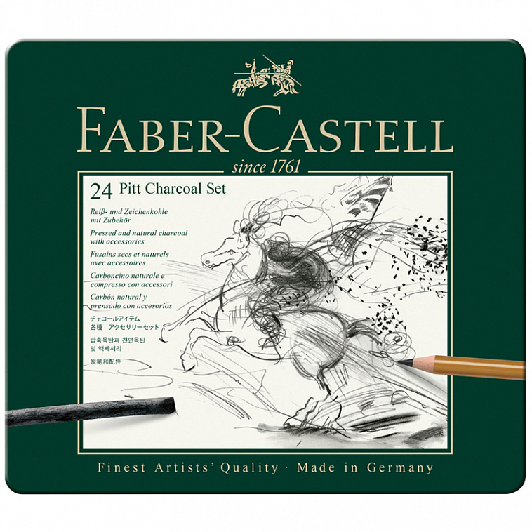 Набор угля и угольных карандашей Faber-castell "Pitt Chorcoal" 24 предмета, металлическая коробка