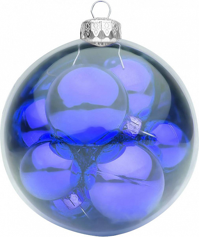 Шар новогодний Mister Christmas с 10 шарами, 140 мм, синий