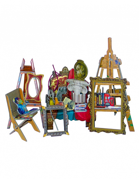 Объемный пазл, коллекционный набор мебели "Мастерская художника"