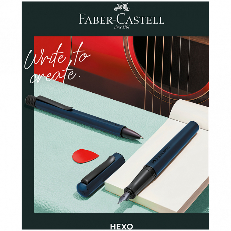 Ручка-роллер Faber-Castell "Hexo" черная, 0,7 мм, шестигран., синий корпус, инд. карт. упаковка