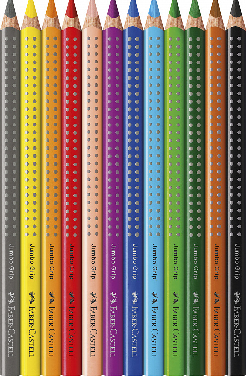 Набор карандашей цветных Faber-castell "Jumbo Grip" 12 цв + точилка в картоне  